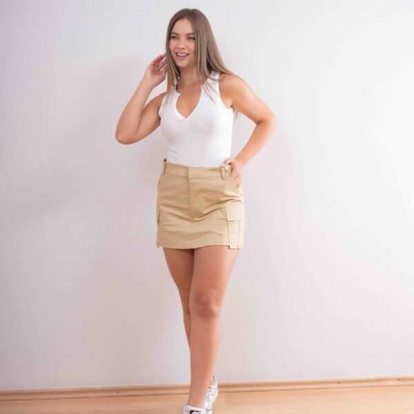 Short falda drill beige
