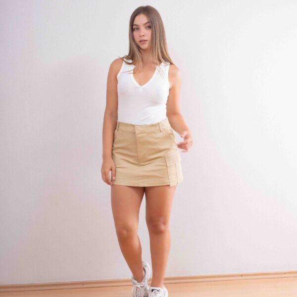 Short falda drill beige